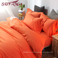 Proveedor de ropa de cama de hotel de alta calidad 100% Cotton60s Juego de sábanas de cama de color naranja amarillo liso